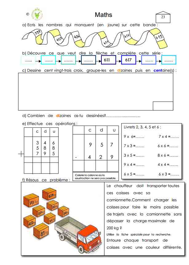Exercises Math 5p Programme d’entrainement Maths 5P HARMOS | Methodolodys